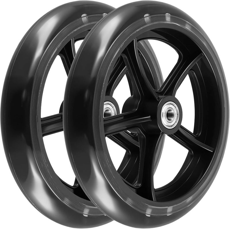 GINLANK 2 Sets 7.5 Inch Anti-Slip Wheelchair Front Wheels Replacement, Universal Rubber Casters for Wheelchair - Image 1